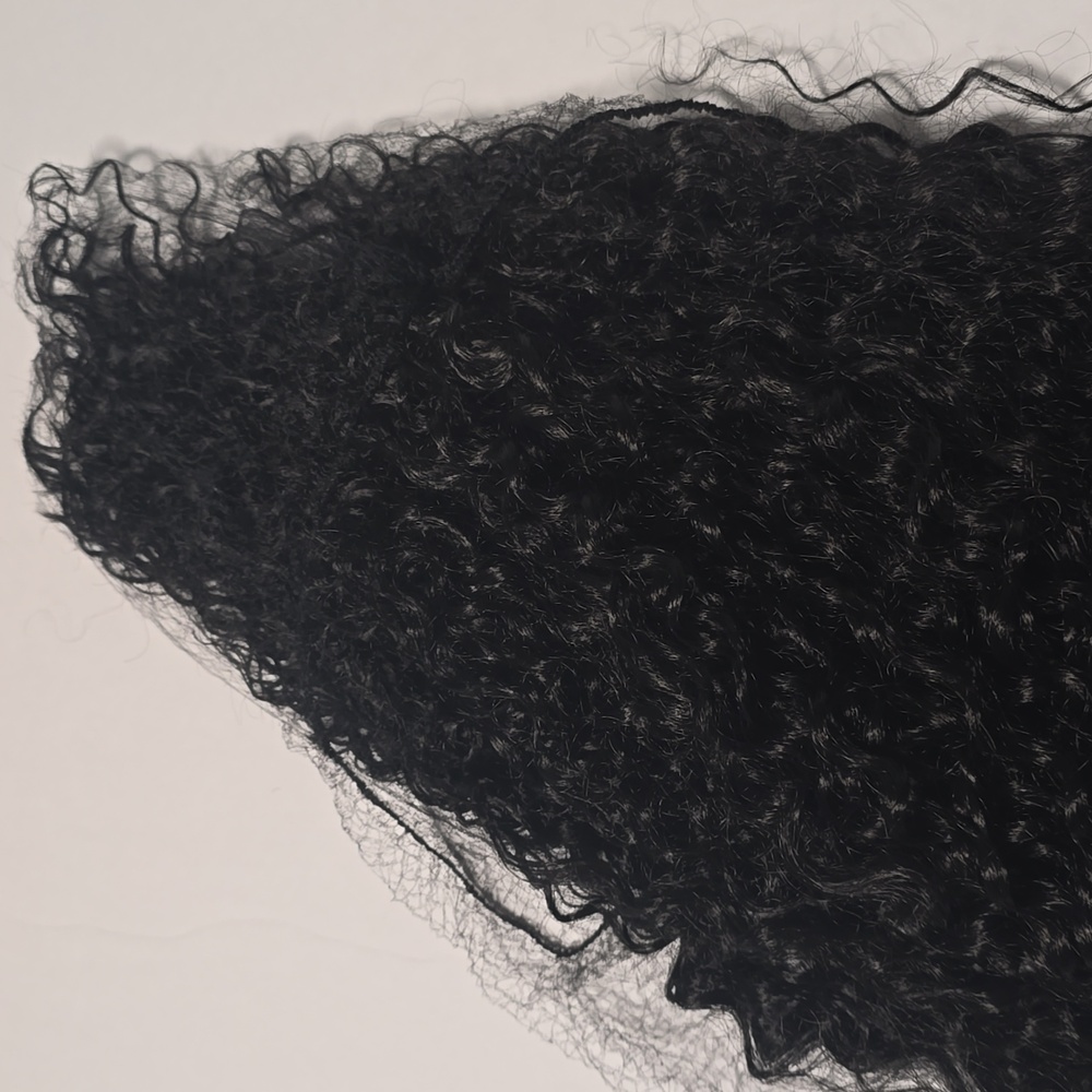 New 28" Natural Black Kinky Curly Headband Glueless Wear & Go Synthetic Wig - Picture 10 of 15